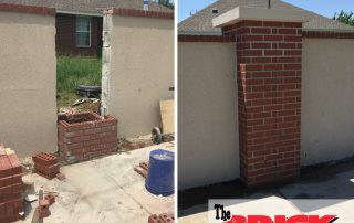 before and after view of brick replacement